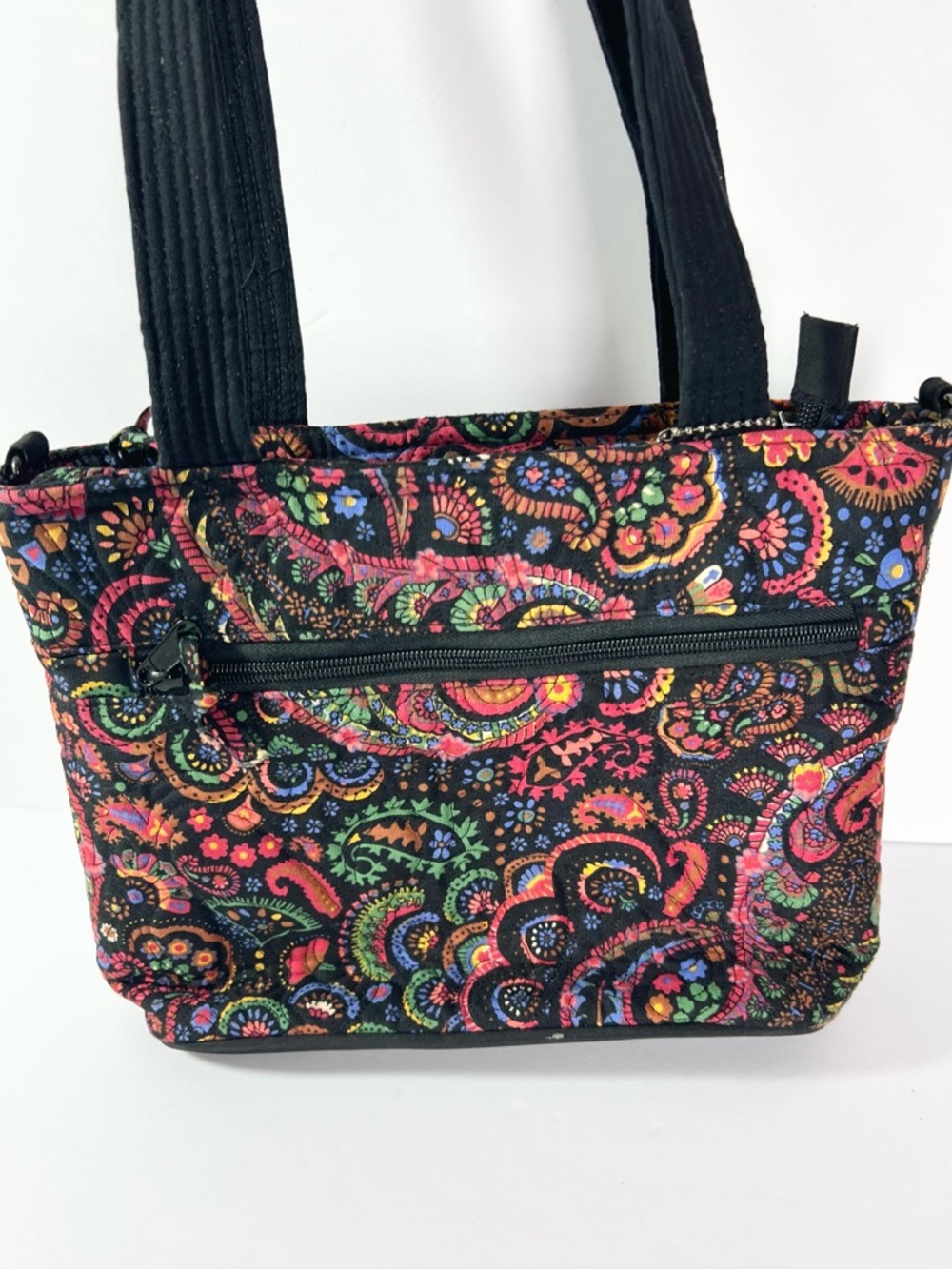 Donna Sharp quilted purse handbag Black paisley colorful midsize‎ bag